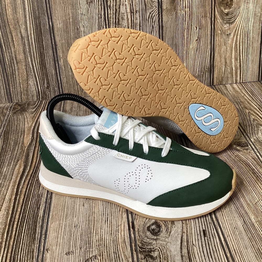 SAYSH 3 Women's The Chief Runner White Green Running Casual Shoes Size 7.5